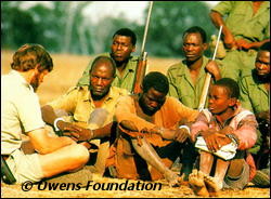 Mark Owens with poachers and NLNP Game Scouts
